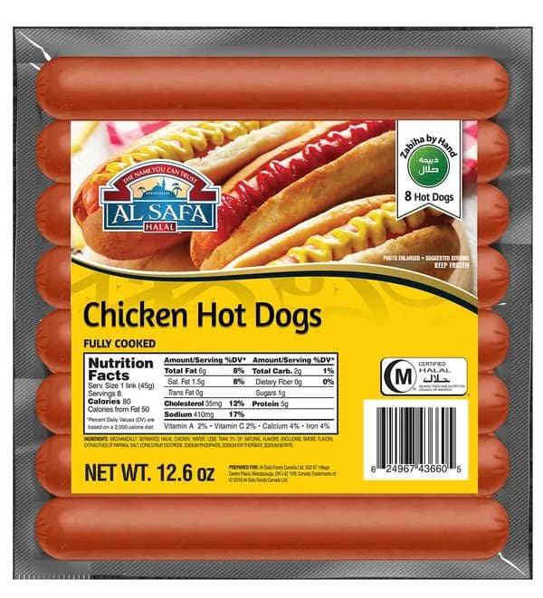 Al Safa Halal Chicken Hot Dog 12.6oz